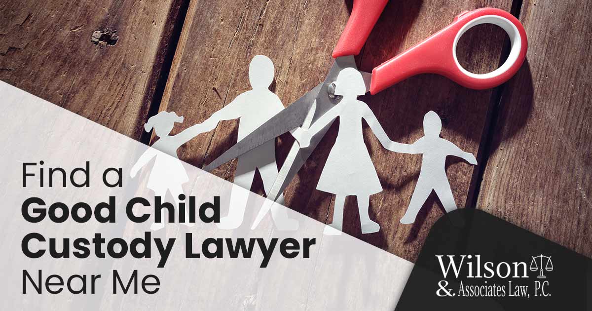 Photo of scissors cutting through a paper cutout family with the text: Find a Good Child Custody Lawyer Near Me